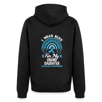 T1D Diabetes Typ 1 Diabetiker Geschenk - Unisex Premium Bio Zip Hoodie - Schwarz - Hinten - Nico (187cm)