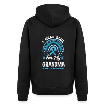 T1D Diabetes Typ 1 Diabetiker Geschenk - Unisex Premium Bio Zip Hoodie - Schwarz - Hinten - Nico (187cm)