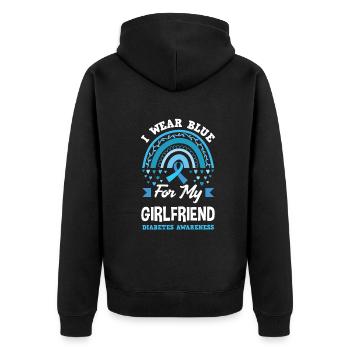 T1D Diabetes Typ 1 Diabetiker Geschenk - Unisex Premium Bio Zip Hoodie - Schwarz - Hinten - Nico (187cm)