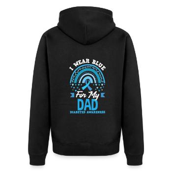 T1D Diabetes Typ 1 Diabetiker Geschenk - Unisex Premium Bio Zip Hoodie - Schwarz - Hinten - Nico (187cm)