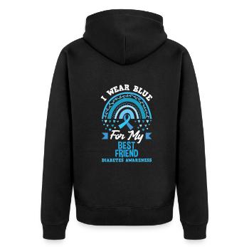 T1D Diabetes Type 1 Diabetic Gift - Unisex Premium Organic Zip Hoodie - black - Back - Nico (187cm)