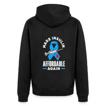 T1D Diabetes Type 1 Diabetic Gift - Unisex Premium Organic Zip Hoodie - black - Back - Nico (187cm)