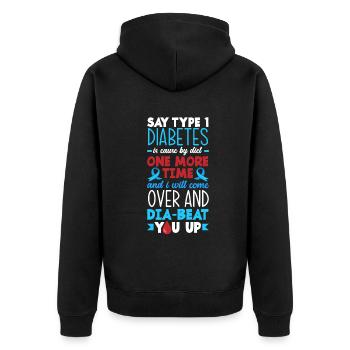 Cadeau pour diabétiques de type 1 pour diabétiques de type 1 - Veste à capuche bio Premium Unisexe - noir - Dos - Nico (187cm)