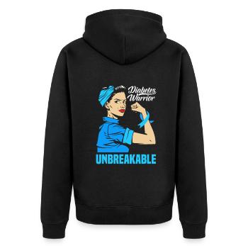 T1D Diabetes Typ 1 Diabetiker Geschenk - Unisex Premium Bio Zip Hoodie - Schwarz - Hinten - Nico (187cm)
