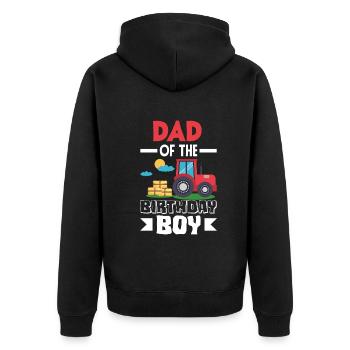 Papa Vom Geburtstagskind Traktor - Unisex Premium Bio Zip Hoodie - Schwarz - Hinten - Nico (187cm)