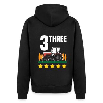 3ème anniversaire tracteur 3 ans anniversaire chemise - Veste à capuche bio Premium Unisexe - noir - Dos - Nico (187cm)