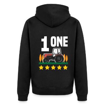 1er anniversaire tracteur 1 an chemise d’anniversaire - Veste à capuche bio Premium Unisexe - noir - Dos - Nico (187cm)