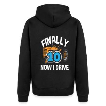 10e anniversaire tracteur 10 ans anniversaire chemise - Veste à capuche bio Premium Unisexe - noir - Dos - Nico (187cm)