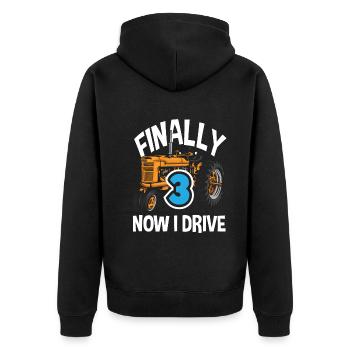 3ème anniversaire tracteur 3 ans anniversaire chemise - Veste à capuche bio Premium Unisexe - noir - Dos - Nico (187cm)