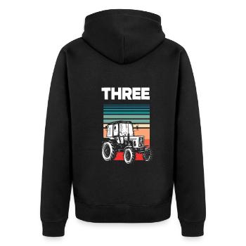 3ème anniversaire tracteur 3 ans chemise d’anniversaire - Veste à capuche bio Premium Unisexe - noir - Dos - Nico (187cm)