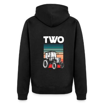2e anniversaire tracteur 2 ans chemise d’anniversaire - Veste à capuche bio Premium Unisexe - noir - Dos - Nico (187cm)