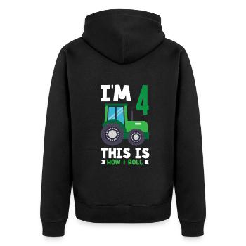 1er anniversaire tracteur 1 an chemise d’anniversaire - Veste à capuche bio Premium Unisexe - noir - Dos - Nico (187cm)