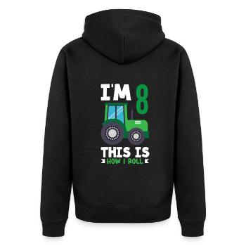 1er anniversaire tracteur 1 an anniversaire chemise - Veste à capuche bio Premium Unisexe - noir - Dos - Nico (187cm)