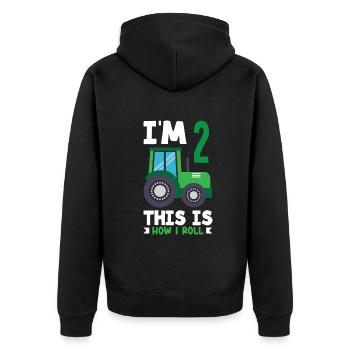1er anniversaire tracteur 1 an chemise d’anniversaire - Veste à capuche bio Premium Unisexe - noir - Dos - Nico (187cm)