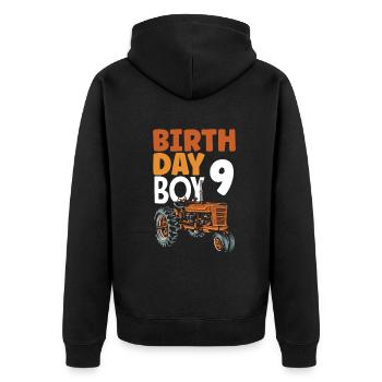 9e anniversaire tracteur 9 ans chemise d’anniversaire - Veste à capuche bio Premium Unisexe - noir - Dos - Nico (187cm)