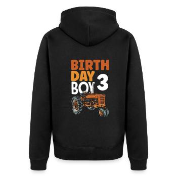 3ème anniversaire tracteur 3 ans anniversaire chemise - Veste à capuche bio Premium Unisexe - noir - Dos - Nico (187cm)