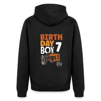 7e anniversaire tracteur 7 ans chemise d’anniversaire - Veste à capuche bio Premium Unisexe - noir - Dos - Nico (187cm)