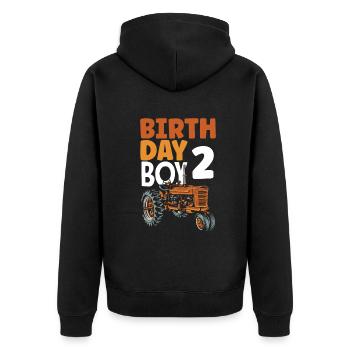 2ème anniversaire tracteur 2 ans chemise d’anniversaire - Veste à capuche bio Premium Unisexe - noir - Dos - Nico (187cm)