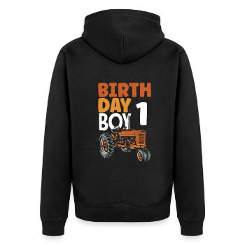 1er Anniversaire Tracteur 1 AnsChemise d’Anniversaire - Veste à capuche bio Premium Unisexe - noir - Dos - Nico (187cm)