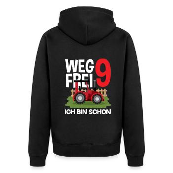 9e anniversaire tracteur 9 ans chemise d’anniversaire - Veste à capuche bio Premium Unisexe - noir - Dos - Nico (187cm)