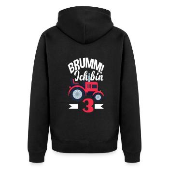 3. Geburtstag Traktor 3 Jahre Geburtstagsshirt - Unisex Premium Bio Zip Hoodie - Schwarz - Hinten - Nico (187cm)