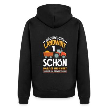 1. Geburtstag Traktor Nachwuchs Landwirt 1 Jahr - Unisex Premium Bio Zip Hoodie - Schwarz - Hinten - Nico (187cm)