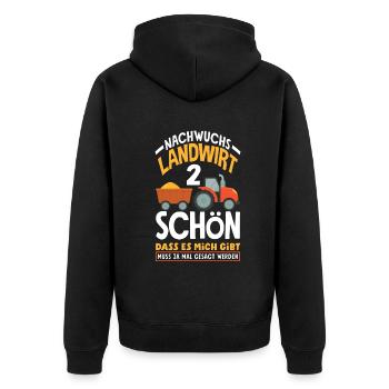 2. Geburtstag Traktor Nachwuchs Landwirt 2 Jahre - Unisex Premium Bio Zip Hoodie - Schwarz - Hinten - Nico (187cm)