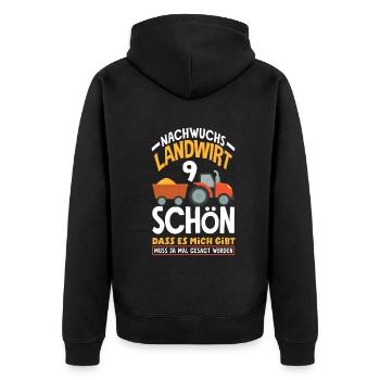 9. Geburtstag Traktor Nachwuchs Landwirt 9 Jahre - Unisex Premium Bio Zip Hoodie - Schwarz - Hinten - Nico (187cm)
