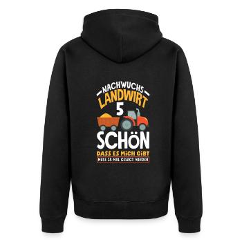 5. Geburtstag Traktor Nachwuchs Landwirt 5 Jahre - Unisex Premium Bio Zip Hoodie - Schwarz - Hinten - Nico (187cm)