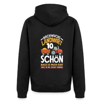 10. Geburtstag Traktor Nachwuchs Landwirt 10 Jahre - Unisex Premium Bio Zip Hoodie - Schwarz - Hinten - Nico (187cm)