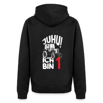 1. Geburtstag Traktor 1 Jahr Geburtstagsshirt - Unisex Premium Bio Zip Hoodie - Schwarz - Hinten - Nico (187cm)