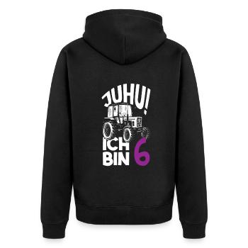 6. Geburtstag Traktor 6 Jahre Geburtstagsshirt - Unisex Premium Bio Zip Hoodie - Schwarz - Hinten - Nico (187cm)