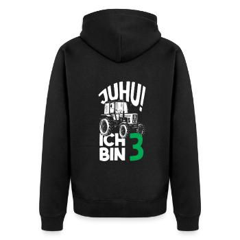 3. Geburtstag Traktor 3 Jahre Geburtstagsshirt - Unisex Premium Bio Zip Hoodie - Schwarz - Hinten - Nico (187cm)