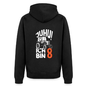 8. Geburtstag Traktor 8 Jahre Geburtstagsshirt - Unisex Premium Bio Zip Hoodie - Schwarz - Hinten - Nico (187cm)