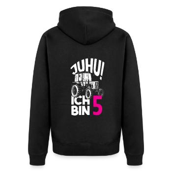 5. Geburtstag Traktor 5 Jahre Geburtstagsshirt - Unisex Premium Bio Zip Hoodie - Schwarz - Hinten - Nico (187cm)