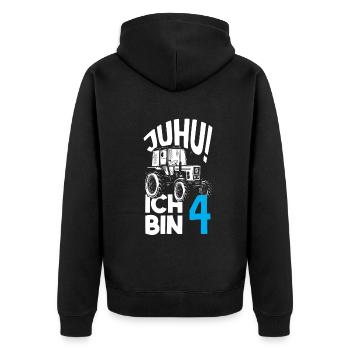 4. Geburtstag Traktor 4 Jahre Geburtstagsshirt - Unisex Premium Bio Zip Hoodie - Schwarz - Hinten - Nico (187cm)