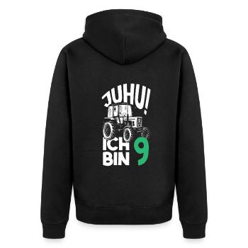 9. Geburtstag Traktor 9 Jahre Geburtstagsshirt - Unisex Premium Bio Zip Hoodie - Schwarz - Hinten - Nico (187cm)
