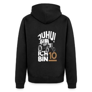 10. Geburtstag Traktor 10 Jahre Geburtstagsshirt - Unisex Premium Bio Zip Hoodie - Schwarz - Hinten - Nico (187cm)