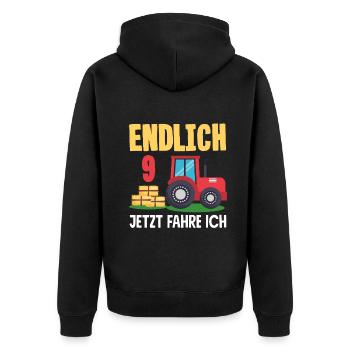 9. Geburtstag Traktor 9 Jahre Geburtstagsshirt - Unisex Premium Bio Zip Hoodie - Schwarz - Hinten - Nico (187cm)