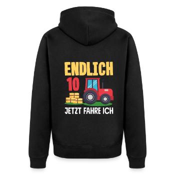 10e anniversaire tracteur 10 ans anniversaire chemise - Veste à capuche bio Premium Unisexe - noir - Dos - Nico (187cm)