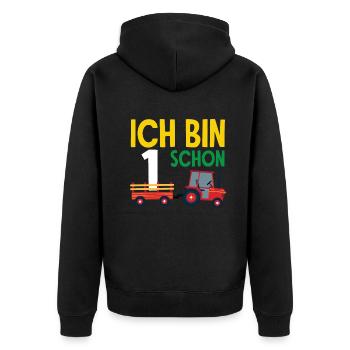 1er anniversaire tracteur 1 an chemise d’anniversaire - Veste à capuche bio Premium Unisexe - noir - Dos - Nico (187cm)