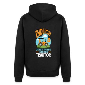 8e anniversaire tracteur 8 ans chemise d’anniversaire - Veste à capuche bio Premium Unisexe - noir - Dos - Nico (187cm)