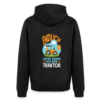 9. Geburtstag Traktor 9 Jahre Geburtstagsshirt - Unisex Premium Bio Zip Hoodie - Schwarz - Hinten - Nico (187cm)