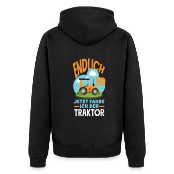 10e anniversaire tracteur 10 ans anniversaire chemise - Veste à capuche bio Premium Unisexe - noir - Dos - Nico (187cm)