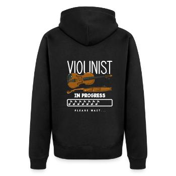 Geige Violine Geigenspieler Violinenspieler - Unisex Premium Bio Zip Hoodie - Schwarz - Hinten - Nico (187cm)