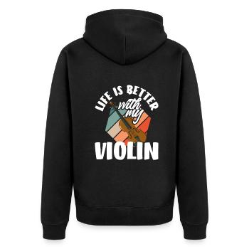 Geige Violine Geigenspieler Violinenspieler - Unisex Premium Bio Zip Hoodie - Schwarz - Hinten - Nico (187cm)