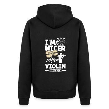 Geige Violine Geigenspieler Violinenspieler - Unisex Premium Bio Zip Hoodie - Schwarz - Hinten - Nico (187cm)