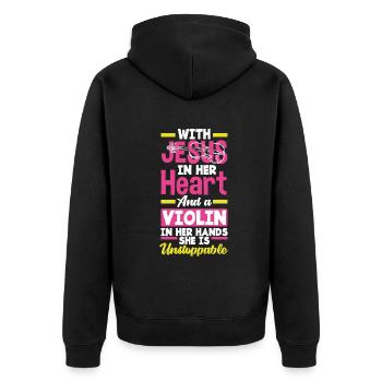 Geige Violine Geigenspieler Violinenspieler - Unisex Premium Bio Zip Hoodie - Schwarz - Hinten - Nico (187cm)