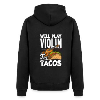Geige Violine Geigenspieler Violinenspieler - Unisex Premium Bio Zip Hoodie - Schwarz - Hinten - Nico (187cm)