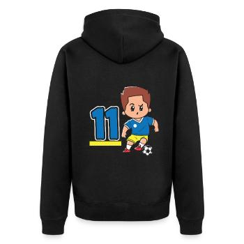 11. Geburtstag 11 Jahre Fußball Fußballspieler - Unisex Premium Bio Zip Hoodie - Schwarz - Hinten - Nico (187cm)